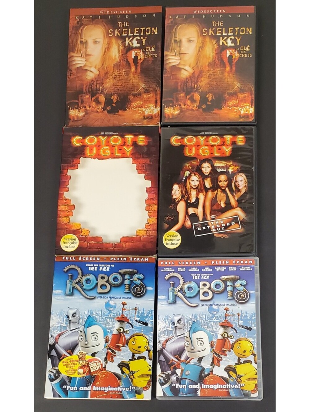 Lot of 6 DVDs Including The Skeleton Key, Coyote Ugly, Robots, Fracture+ VG